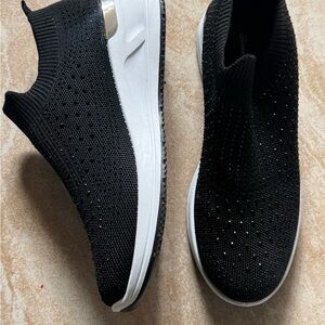 Tommy Bahama Black Knit Slip-On Athletic Shoes